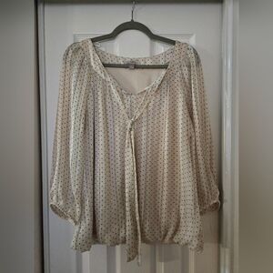 Roz & Ali Cream Blouse with Black Dots